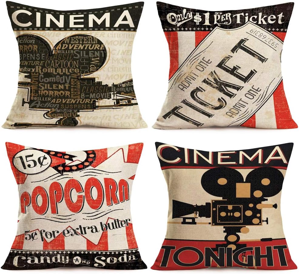 Home Cinema Tickets - Capas de almofada decorativas de cinema