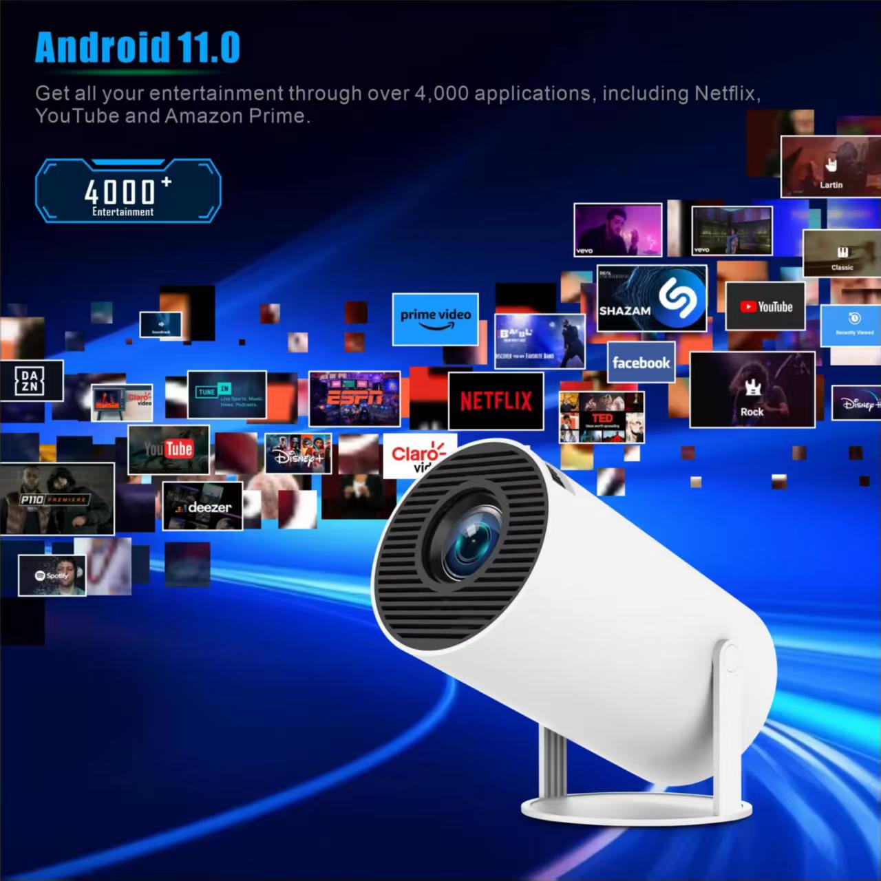 Home Cinema Setup - Mini Projetor Portátil HY300 Android 11