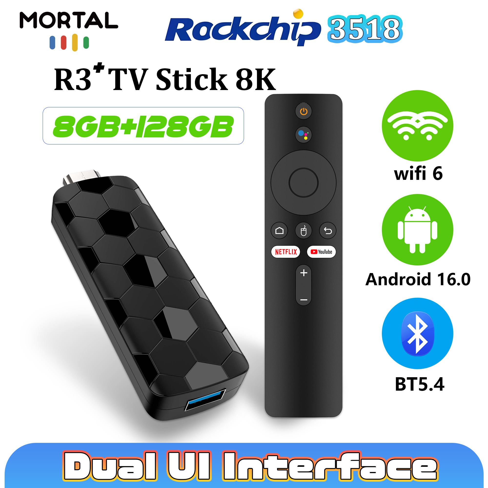 Mortal R3+ TV Stick Android 16 - Home Cinema Furniture avaliação e preço