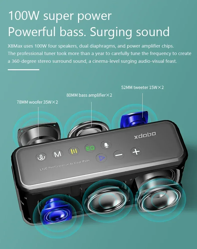 Caixas de Som XDOBO X8 Max 100 - Home Theater Speaker avaliação e preço
