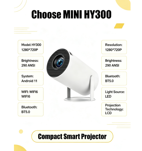 Mini Projetor Portátil HY300 A - Home Cinema Setup avaliação e preço